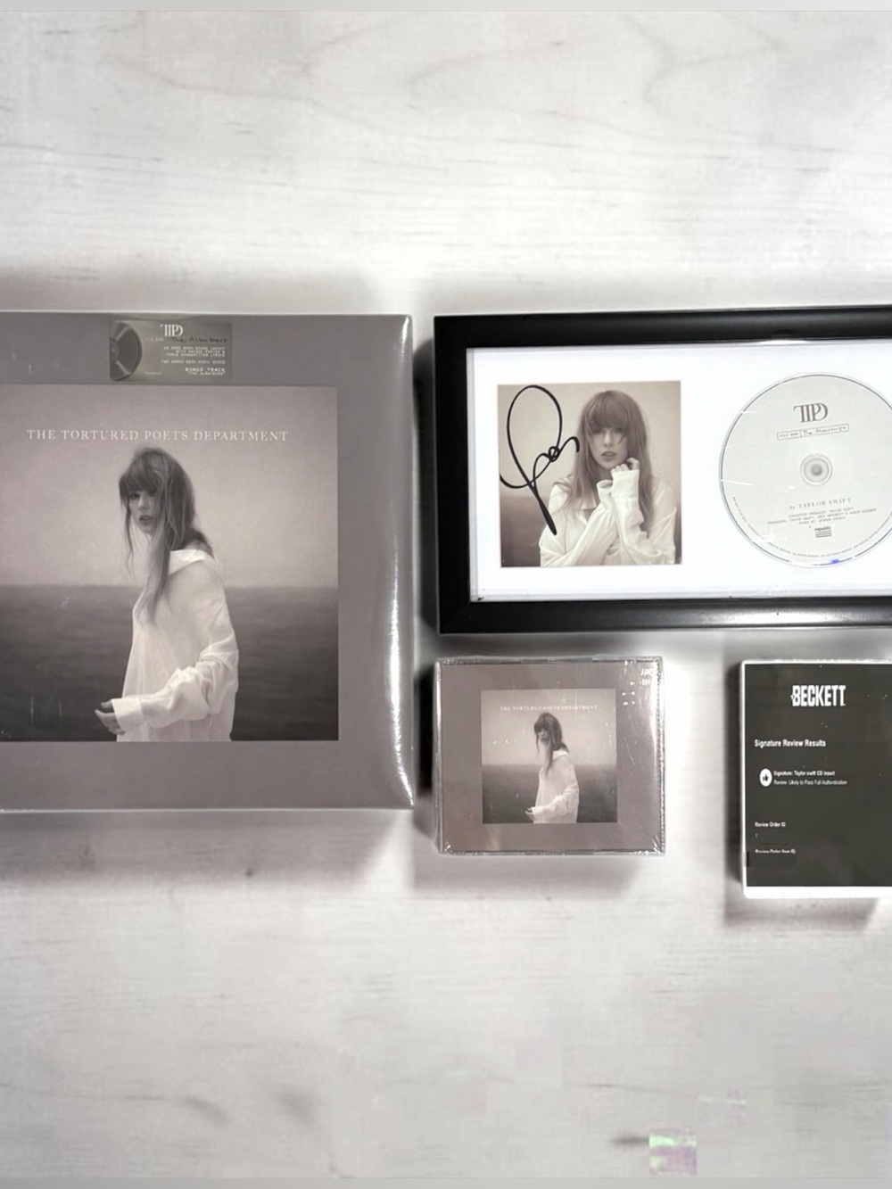 Taylor Swift Signed TTPD Bundle / Framed autograph. Cd and Vinyl - Black Frame,